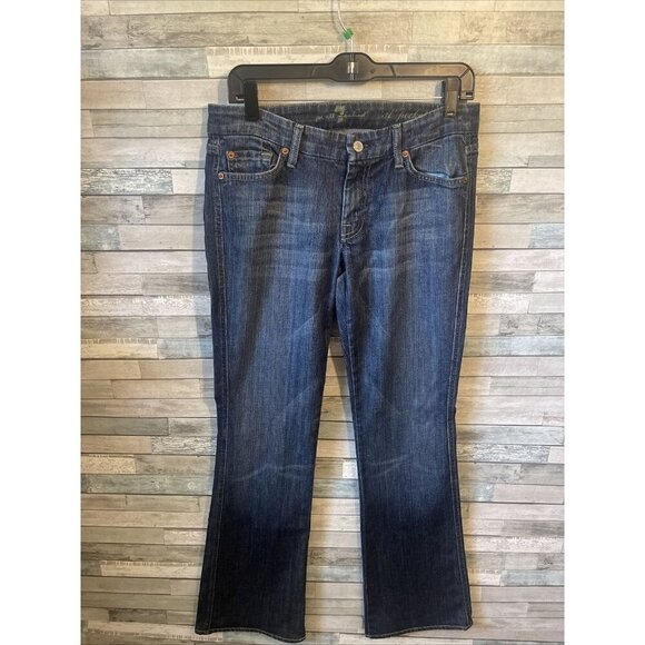 7 for all mankind women’s jeans Bootcut rinestone pockets dark wash size 28 - Picture 2 of 9